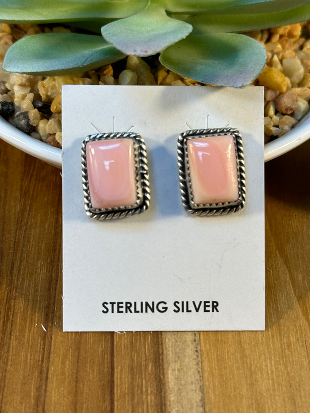 Pink Conch Square Earrings