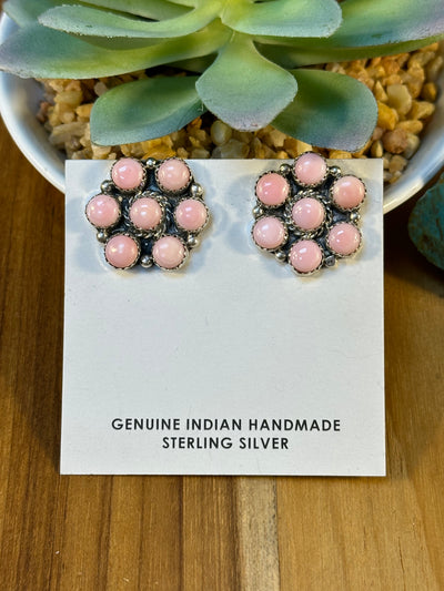 Pink Conch Flower Earrings