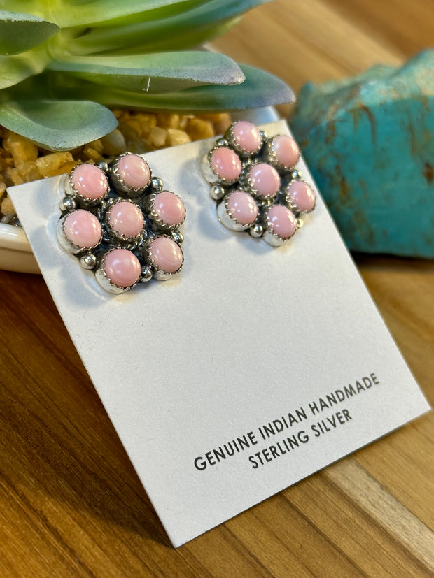 Pink Conch Flower Earrings
