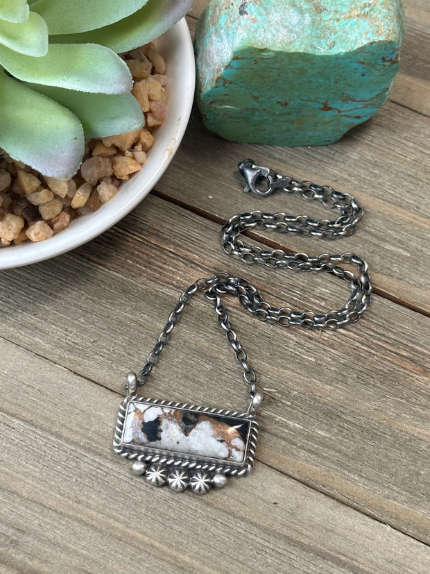 White Buffalo Bronze Bar Necklace