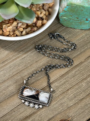 White Buffalo Bronze Bar Necklace