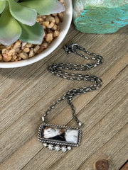 White Buffalo Bronze Bar Necklace