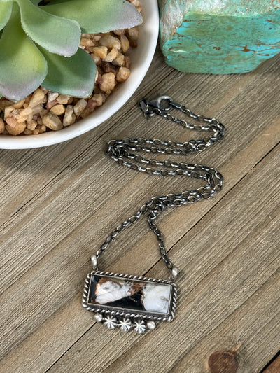 White Buffalo Bronze Bar Necklace