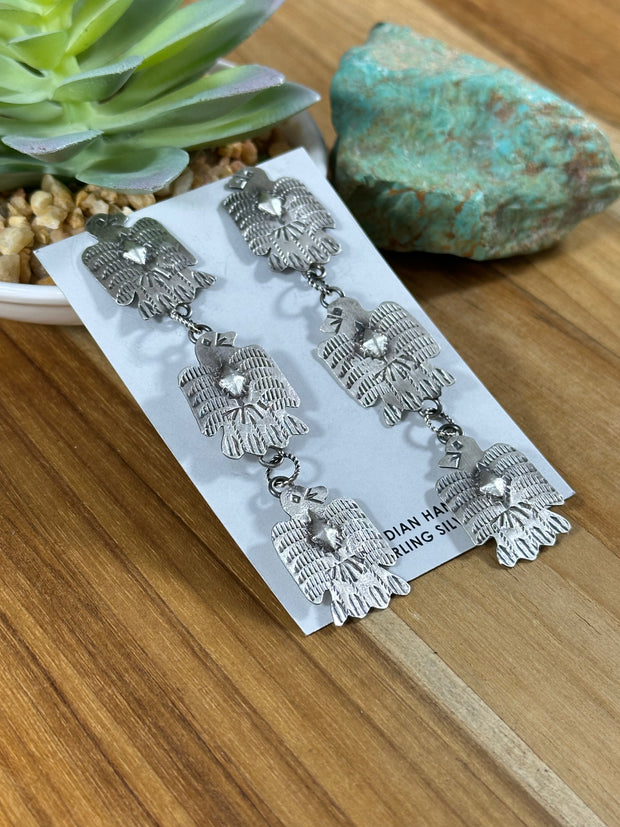Three Silver Thunderbird Dangle Earrings