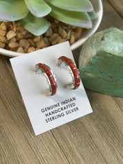 Red coral Hoop Earrings