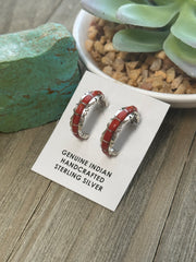 Red Spiny Hoop Earrings