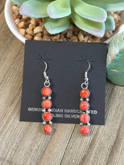 Red Spiny Dangle Earrings