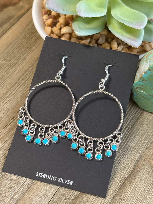 Turquoise Hoop Dangle Earrings