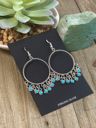 Turquoise Hoop Dangle Earrings
