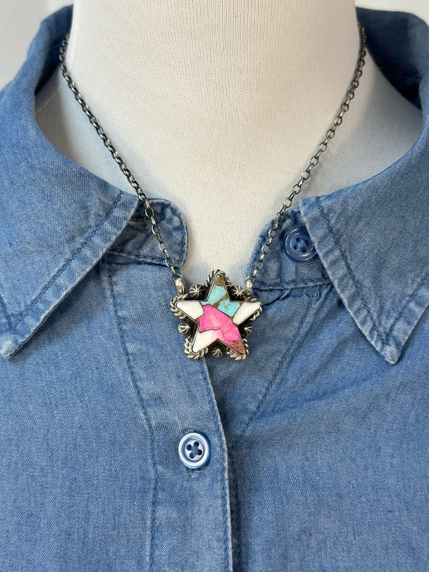 Cotton Candy  Star Necklace