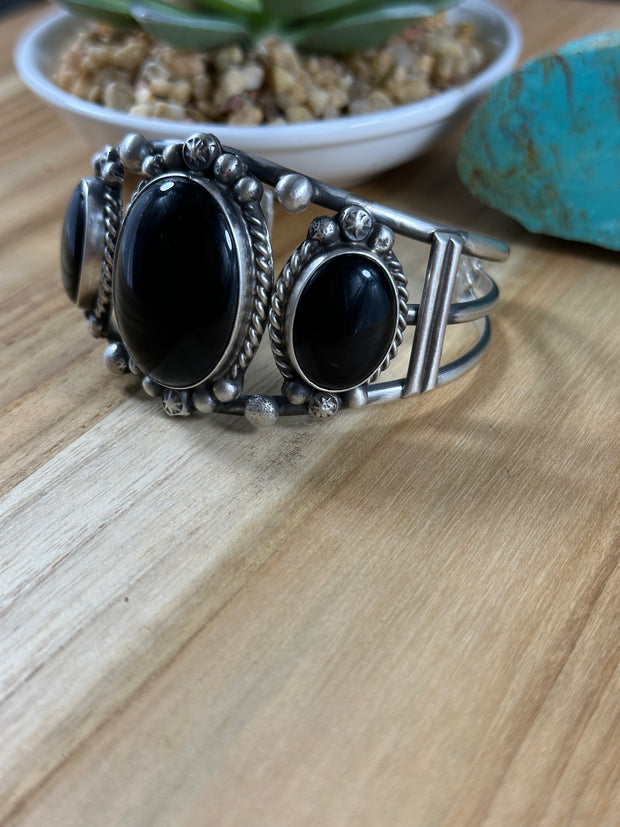 3 Stone Black Onyx Bracelet
