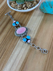Pink Conch and Kingman Link Bracelet