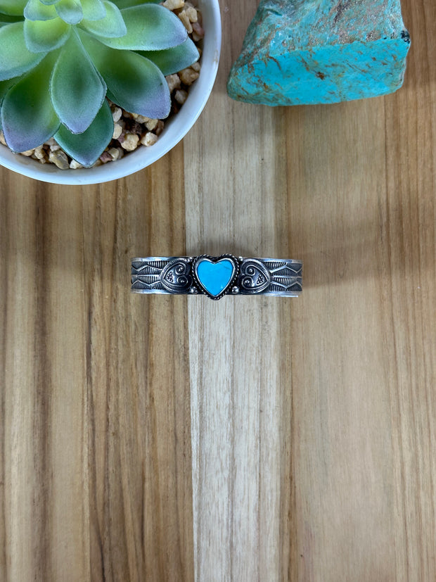 Sterling Silver Kingman Heart Bracelet