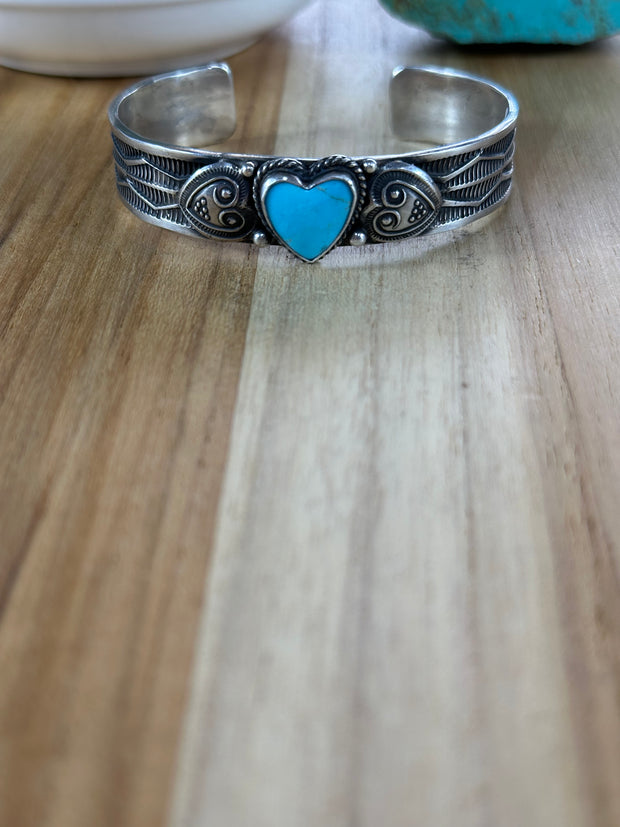 Sterling Silver Kingman Heart Bracelet
