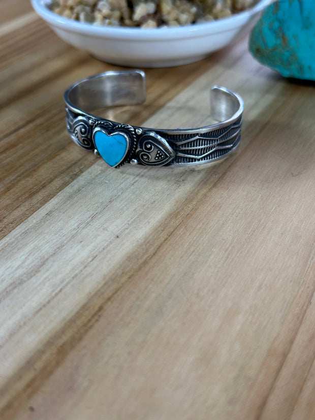 Sterling Silver Kingman Heart Bracelet