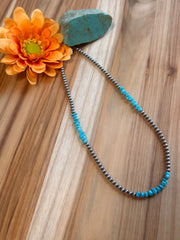 18" Navajo Style Beads and Turquoise Chip Necklace