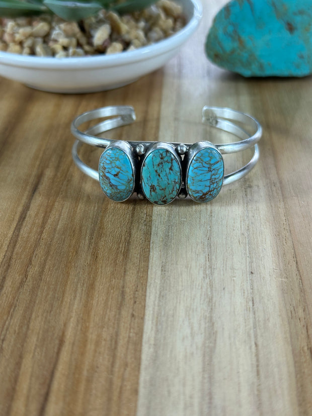 Kingman Turquoise 3 Stone  Bracelet