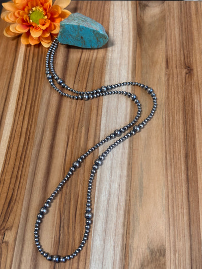36" 4MM Navajo Style Pearl Necklace
