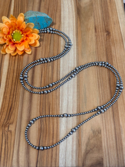 60" 4MM Navajo Style Pearl Necklace