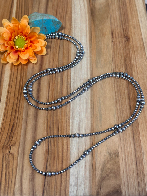 60" 4MM Navajo Style Pearl Necklace