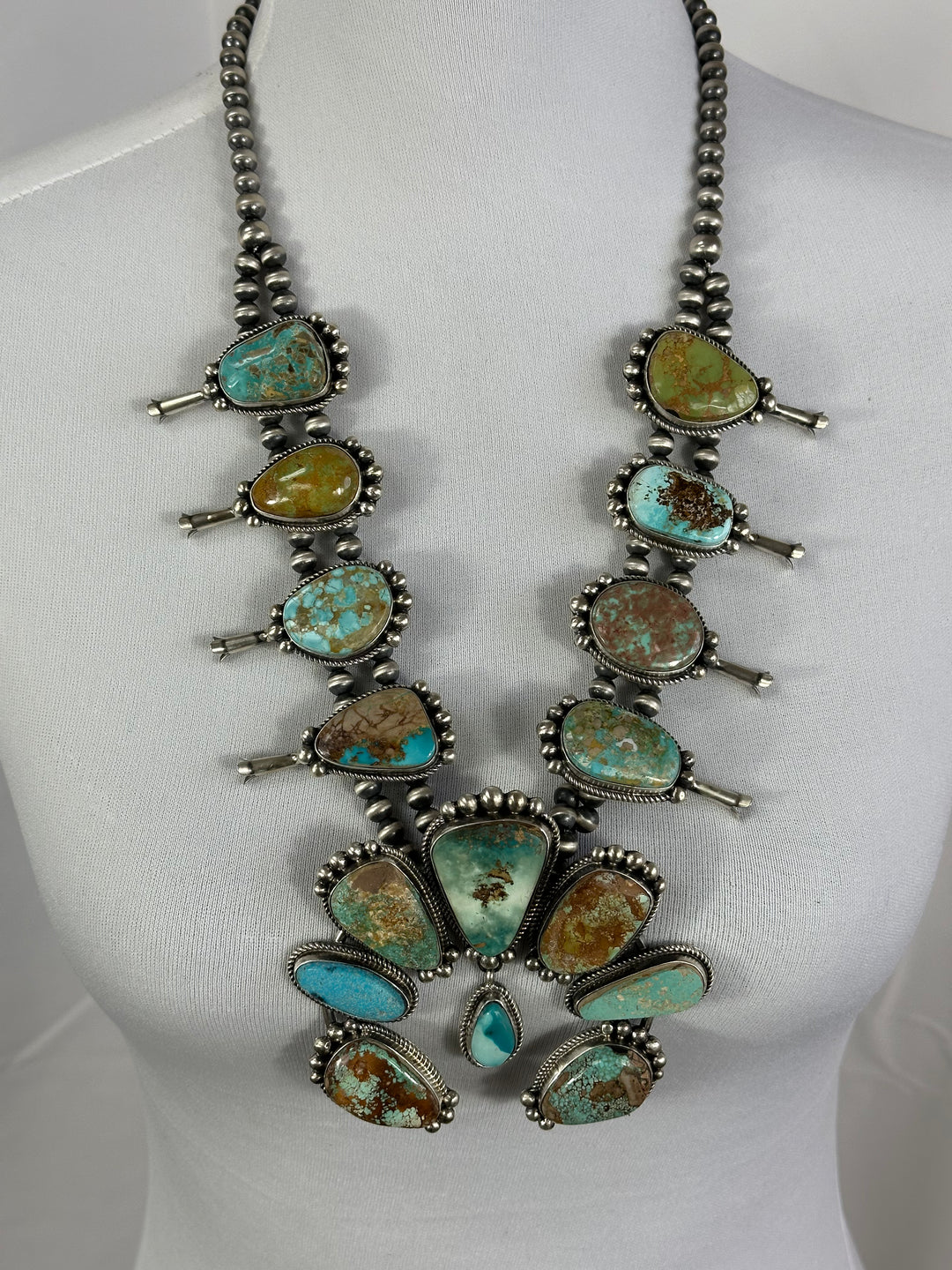 ネックレス・ペンダント Pearl and Turquoise Combi Necklace #9717 Turquoise and Pearl Long Multi Layer Statement Necklace