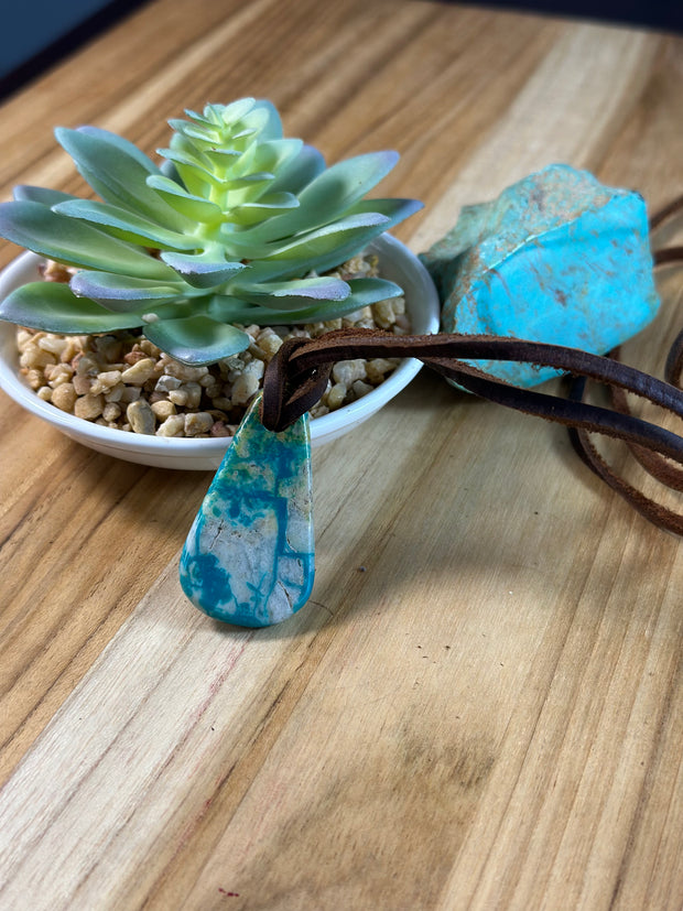 Adjustable Kingman Leather Necklace