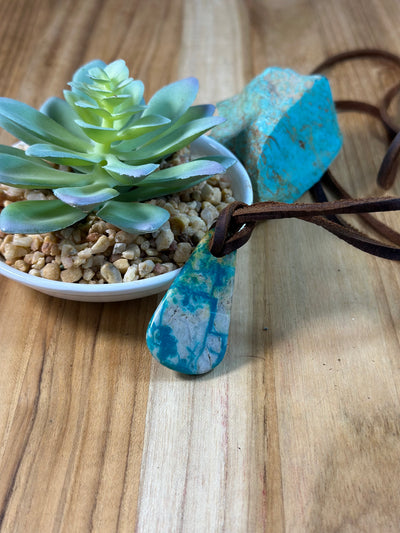 Adjustable Kingman Leather Necklace