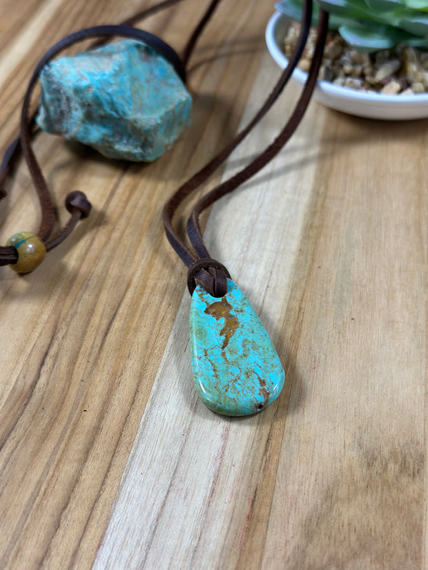 Adjustable Kingman Leather Necklace