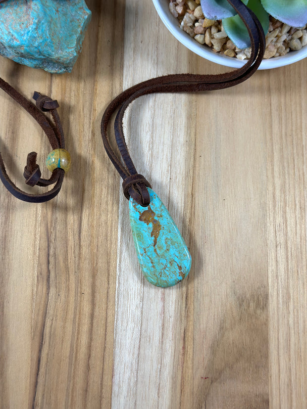 Adjustable Kingman Leather Necklace