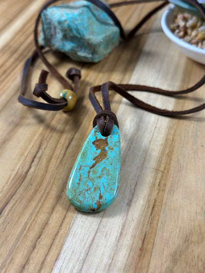 Adjustable Kingman Leather Necklace