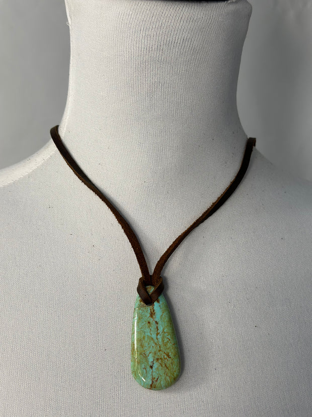 Adjustable Kingman Leather Necklace