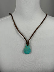 Adjustable Kingman Leather Slab Necklace