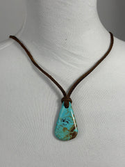 Adjustable Kingman Leather Slab Necklace