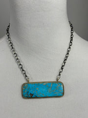 Unisex Kingman Turquoise XL Bar Necklace