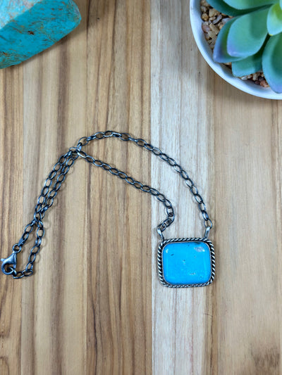 Kingman square turquoise neckless