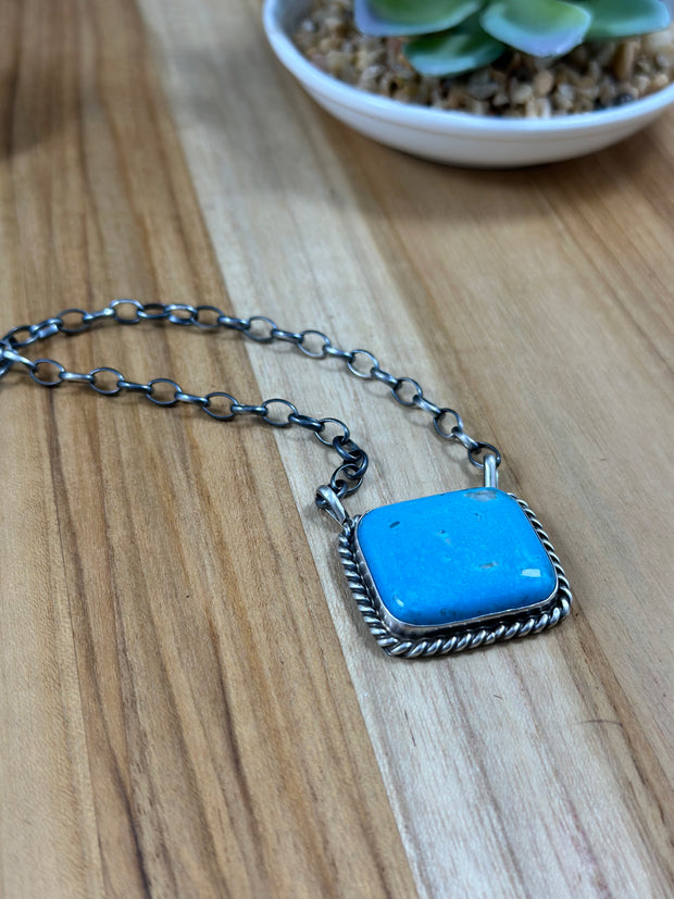 Kingman square turquoise neckless