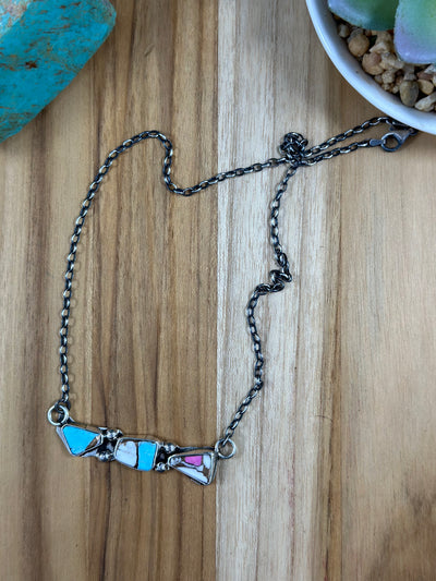Cotton Candy Three Stone Necklace