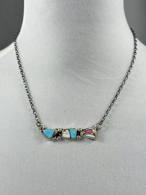 Cotton Candy Three Stone Necklace