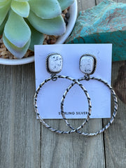 White Hoop Earrings