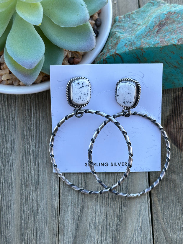 White Hoop Earrings