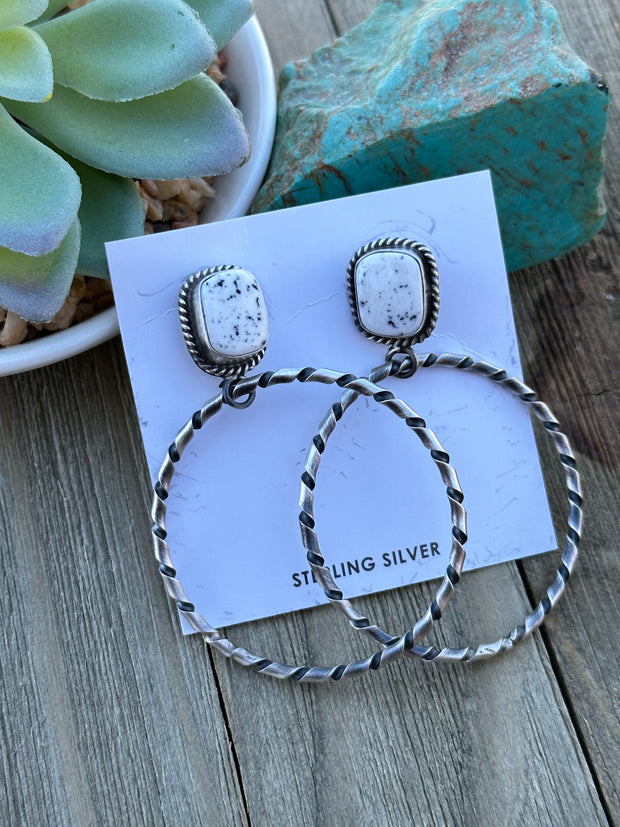 White Hoop Earrings