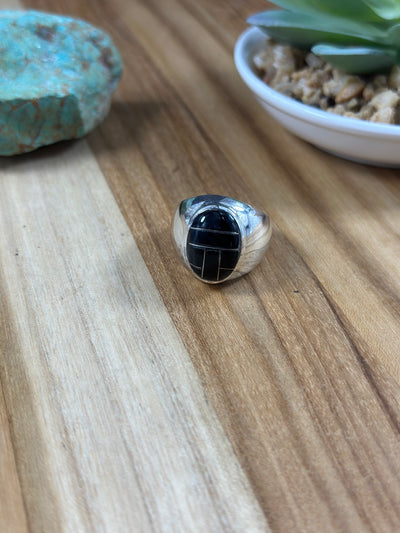 Men's Black Onyx Inlay Ring