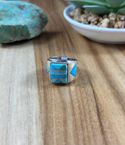 Men's Kingman Turquoise  Inlay Ring
