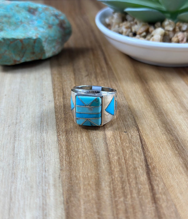 Men's Kingman Turquoise  Inlay Ring