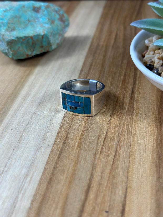 Men's Kingman Turquoise  Inlay Ring