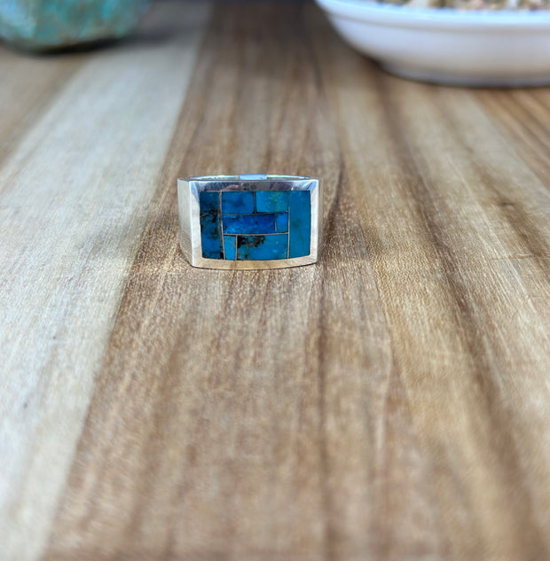 Men's Kingman Turquoise  Inlay Ring