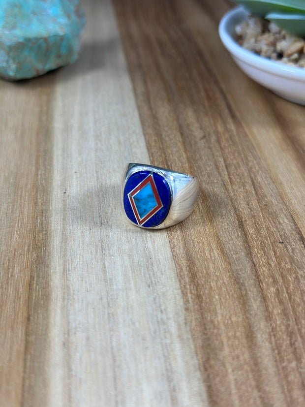 Unisex Multi Stone Inlay Ring