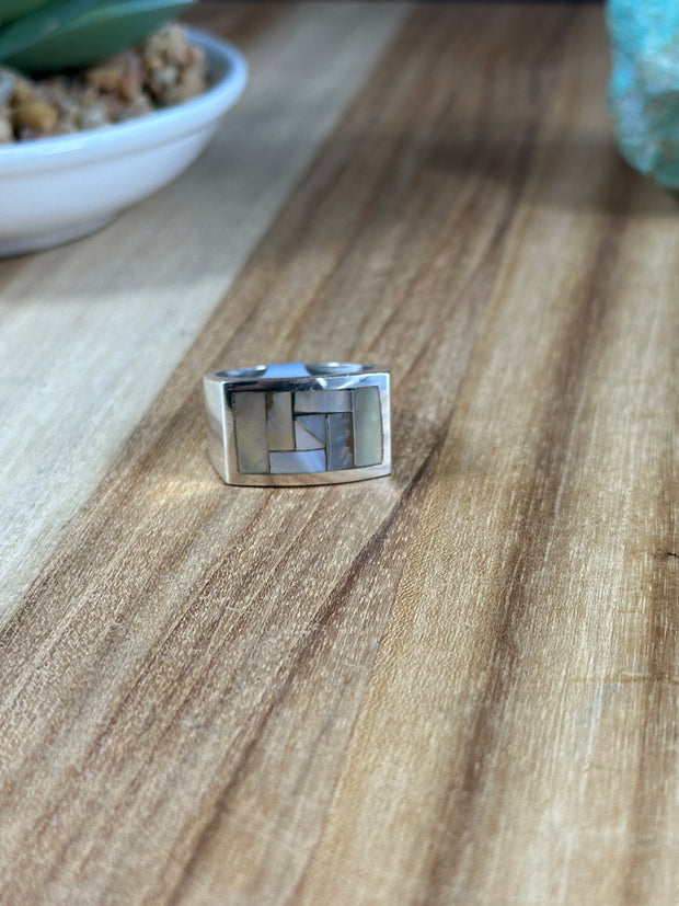 Men's Mother of Pearl Inlay Ring