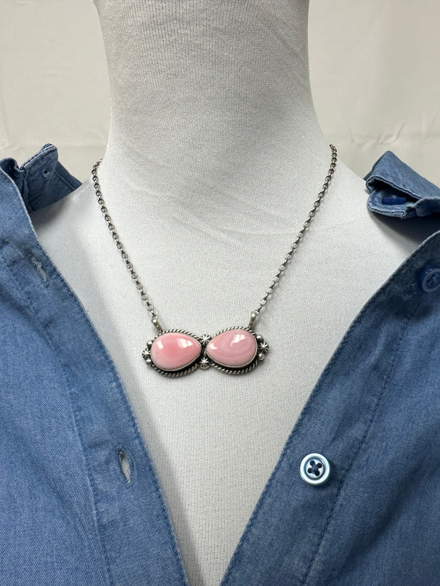 Pink Conch 2 Stone Necklace
