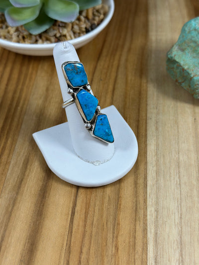 Kingman Turquoise 3 Stone Ring